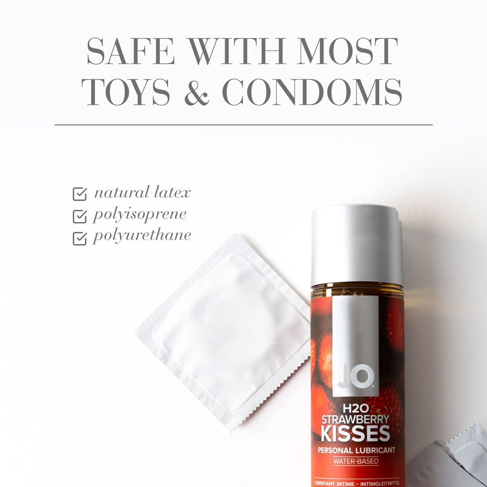 JO H2O Strawberry Kisses Lube - 30 mL - Strawberry Flavoured Water Based Lubricant - 30 ml Bottle