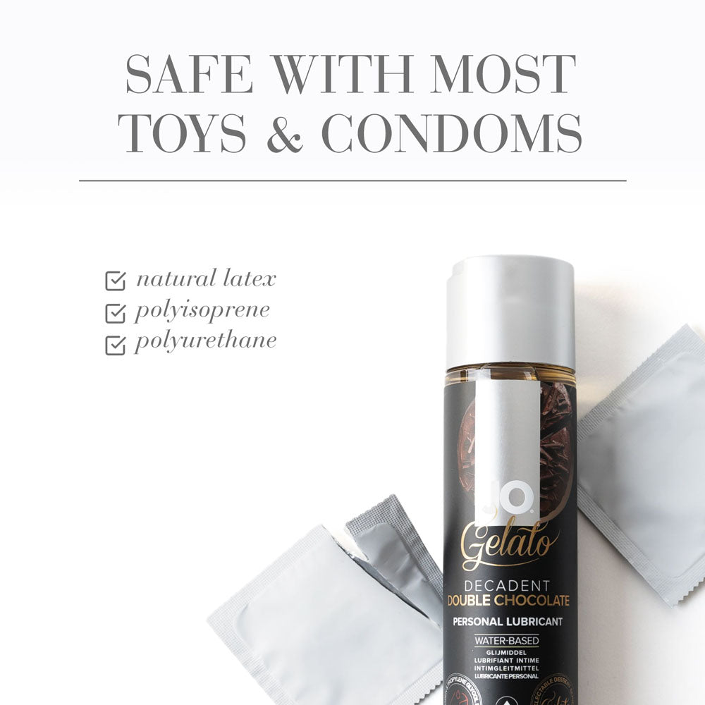 JO Gelato Decadent Double Chocolate Lubricant - 120 mL - Chocolate Flavoured Water Based Lubricant - 120 ml Bottle