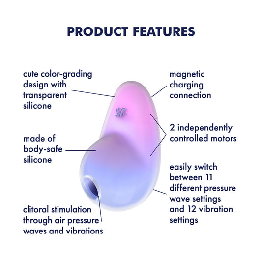 Satisfyer Pixie Dust - Violet/Pink - Violet/Pink USB Rechargeable Vibrating Air Pulse Stimulator