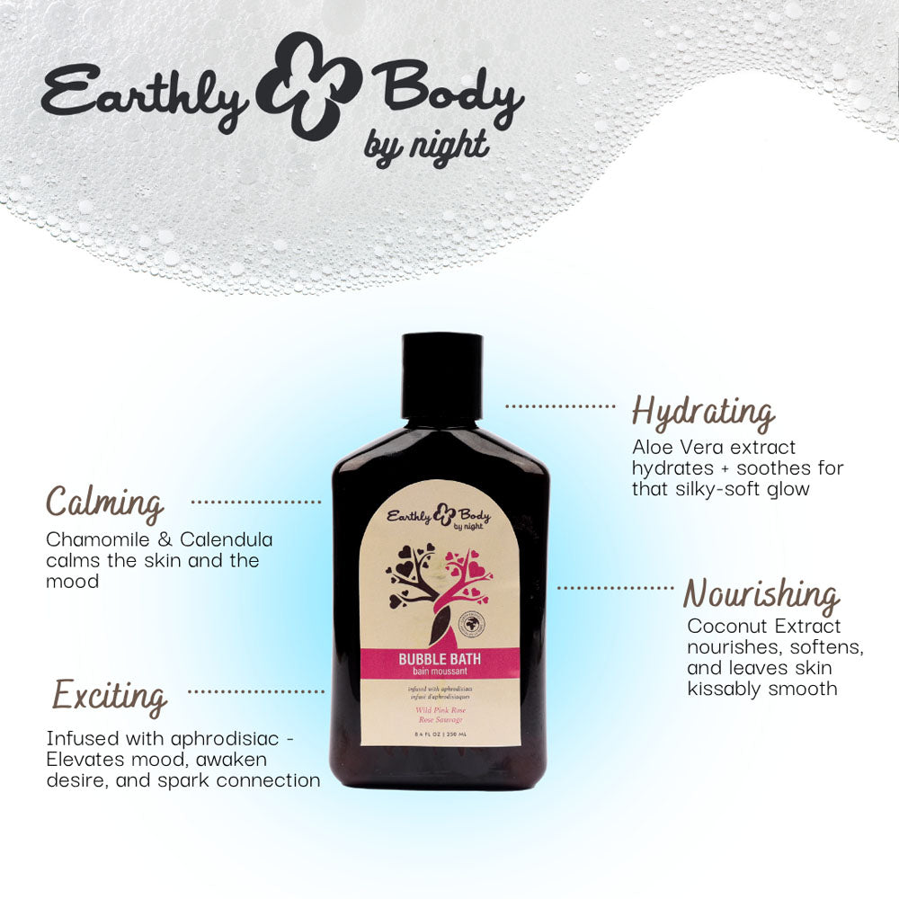 EB Hemp Seed Bubble Bath WILD PINK ROSE - 250 ml - Wild Pink Rose Scented Bubble Bath - 250 ml Bottle