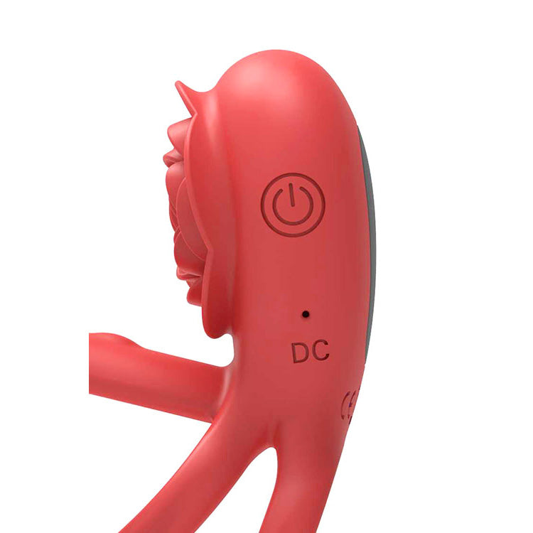 Adam & Eve VIBRATING ROSE GIRTH ENHANCER - Red USB Rechargeable Vibrating Cock & Ball Rings