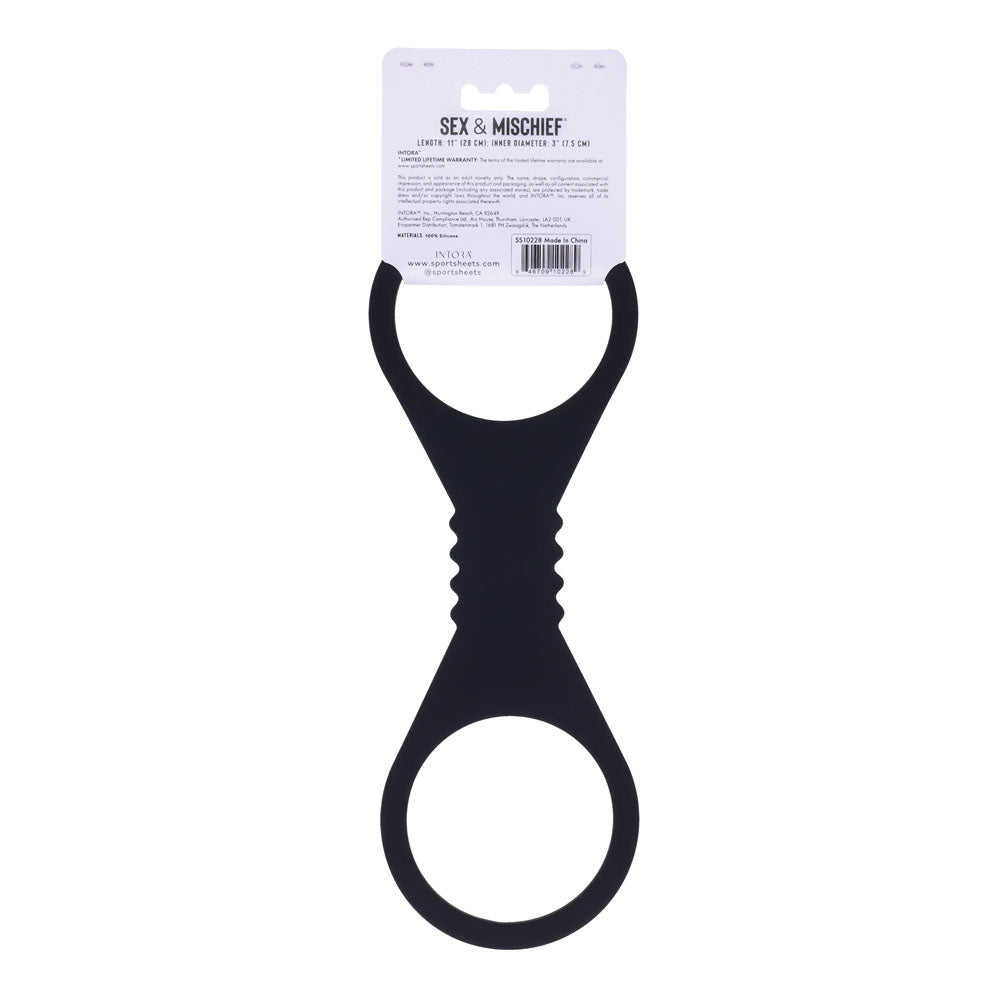 Sex & Mischief Shadow Large Silicone Cuffs - Black Large Restraints