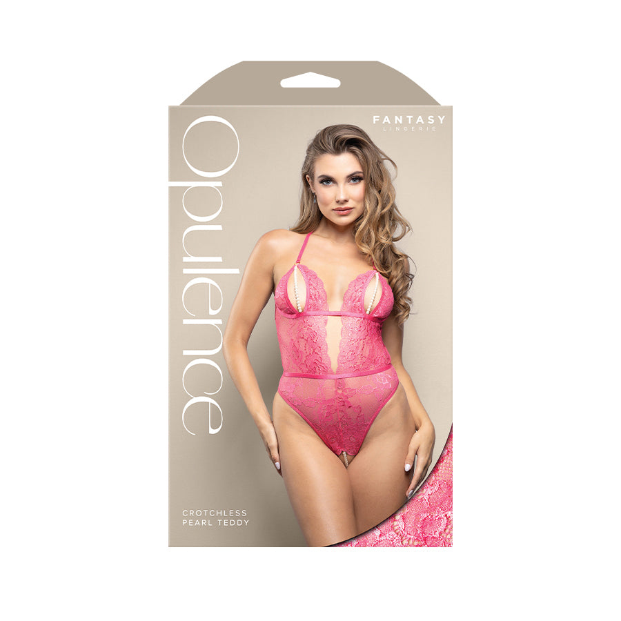 OPULENCE Crotchless Pearl Teddy ML - Pink - M/L Size