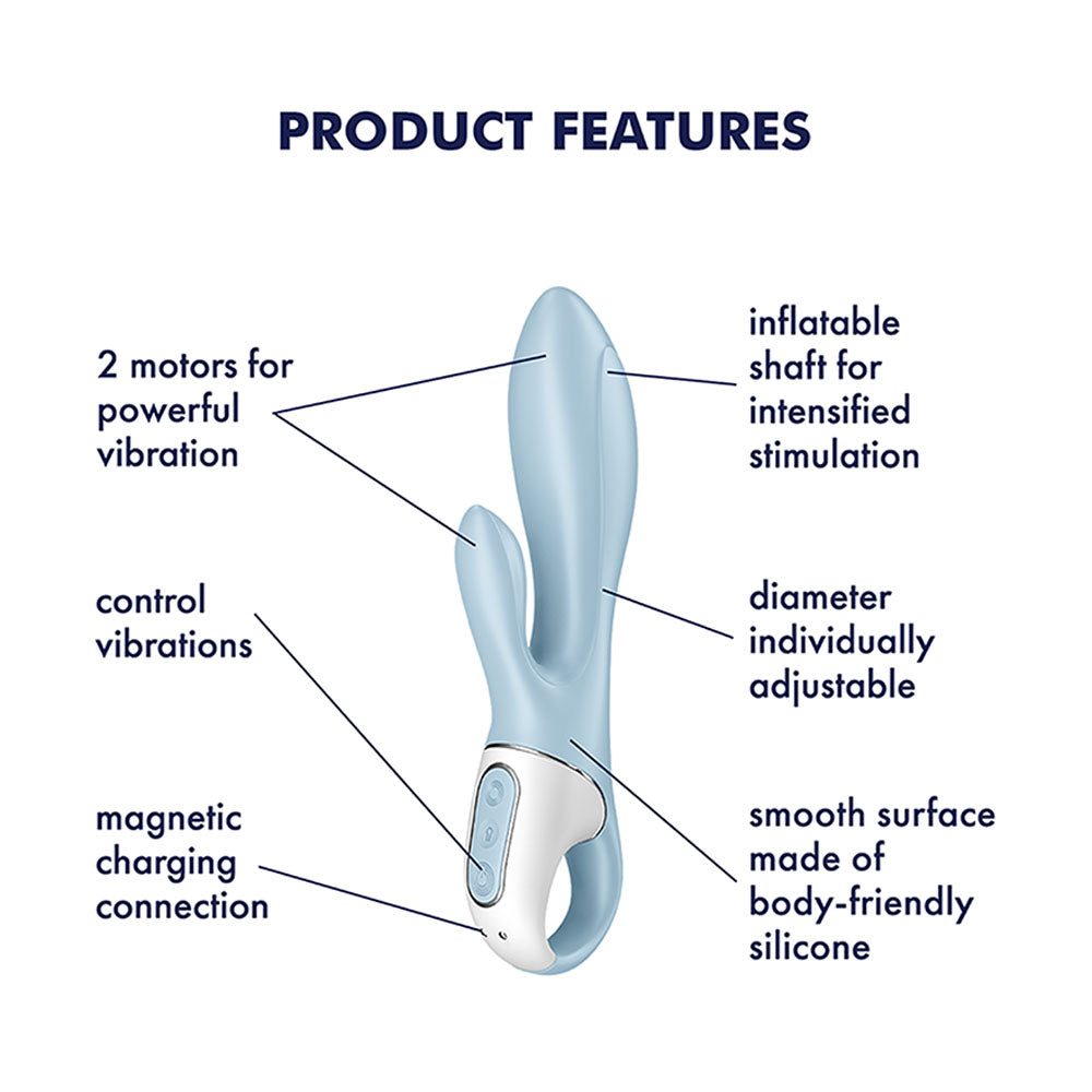Satisfyer Air Pump Bunny 1 - Blue USB Rechargeable Inflatable Rabbit Vibrator