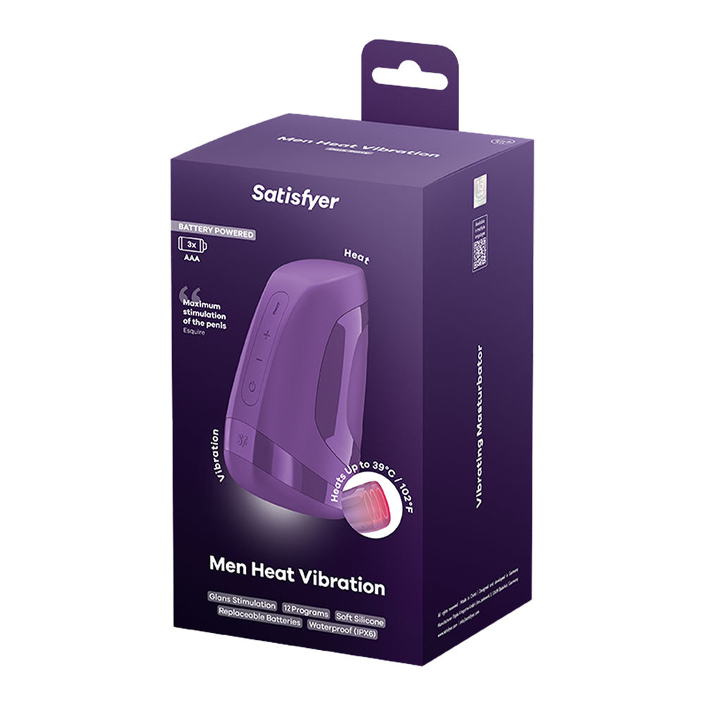Satisfyer Men Heat Vibration - Battery Series - Purple Heating and Vibrating Masturbator