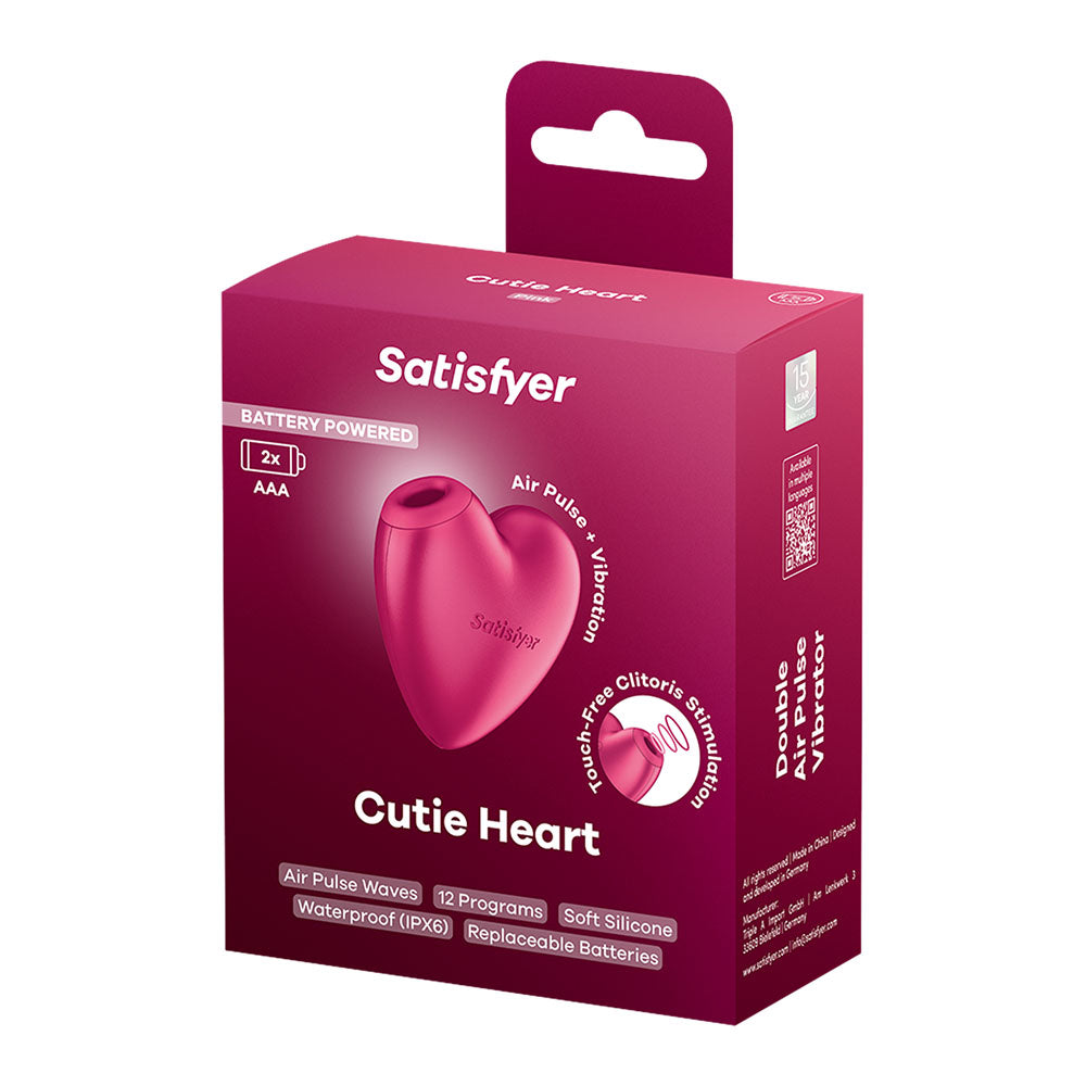 Satisfyer Cutie Heart - Battery Operated - Pink Air Pulsation Stimulator with Vibration