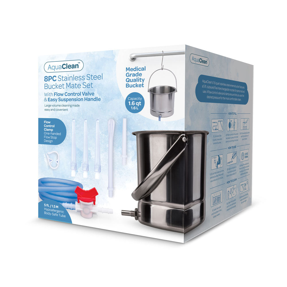 AquaClean 8PC Stainless Steel Bucket Mate Set - Cleansing Kit - 8 Piece Set
