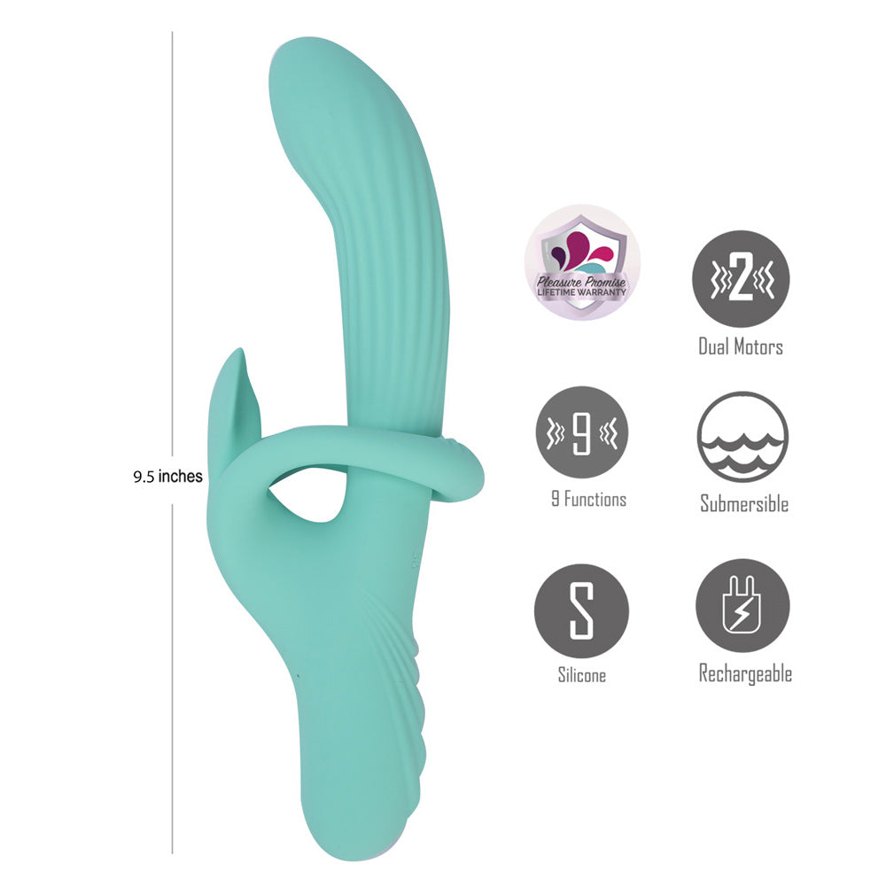 Maia TENLEY - Mint Green 24.1 cm USB Rechargeable Gyrating Rabbit Vibrator
