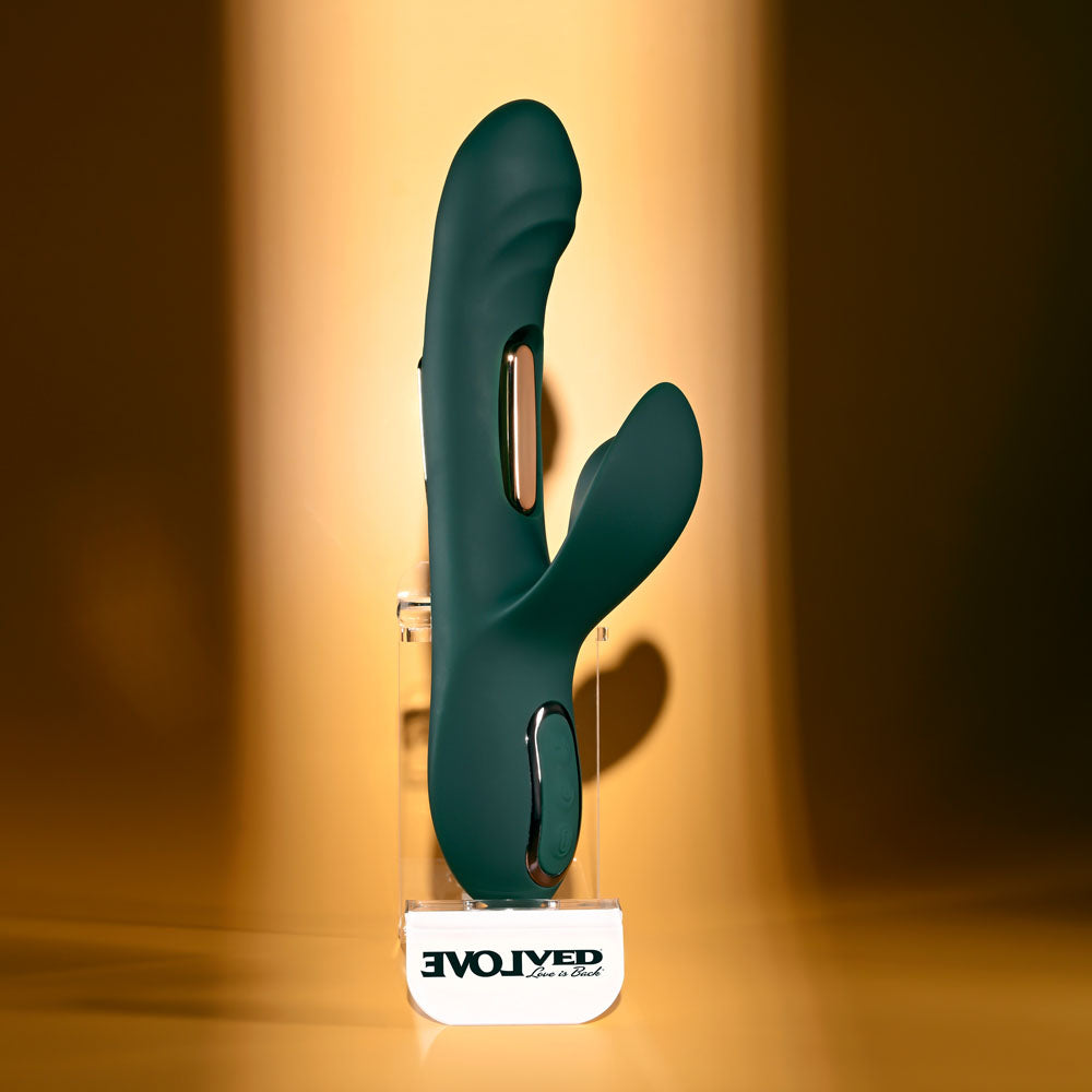 Evolved HEART OF GOLD - Green USB Rechargeable Rabbit Vibrator