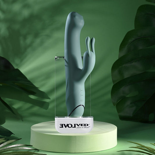 Evolved SATIN SWIRL - Green 23 cm USB Rechargeable Rabbit Vibrator with Swirling Head
