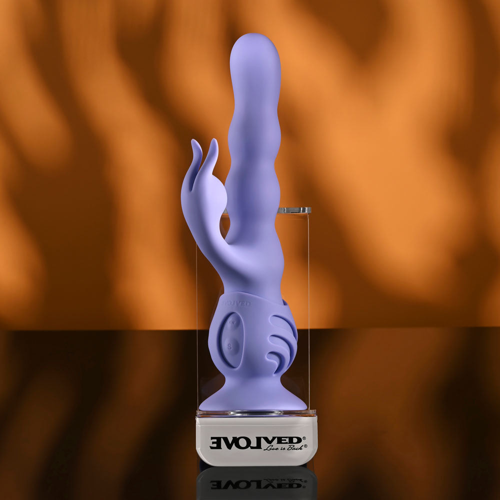Evolved WIGGLY BUNNY - Purple USB Rechargeable Rabbit Vibrator with Suction Base