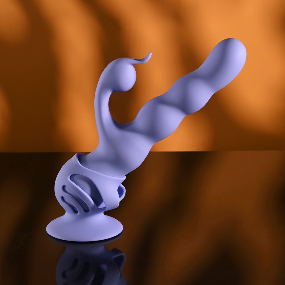 Evolved WIGGLY BUNNY - Purple USB Rechargeable Rabbit Vibrator with Suction Base