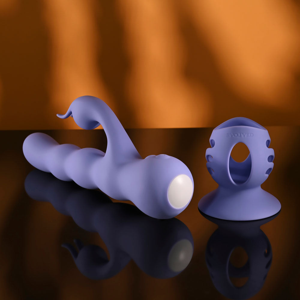 Evolved WIGGLY BUNNY - Purple USB Rechargeable Rabbit Vibrator with Suction Base