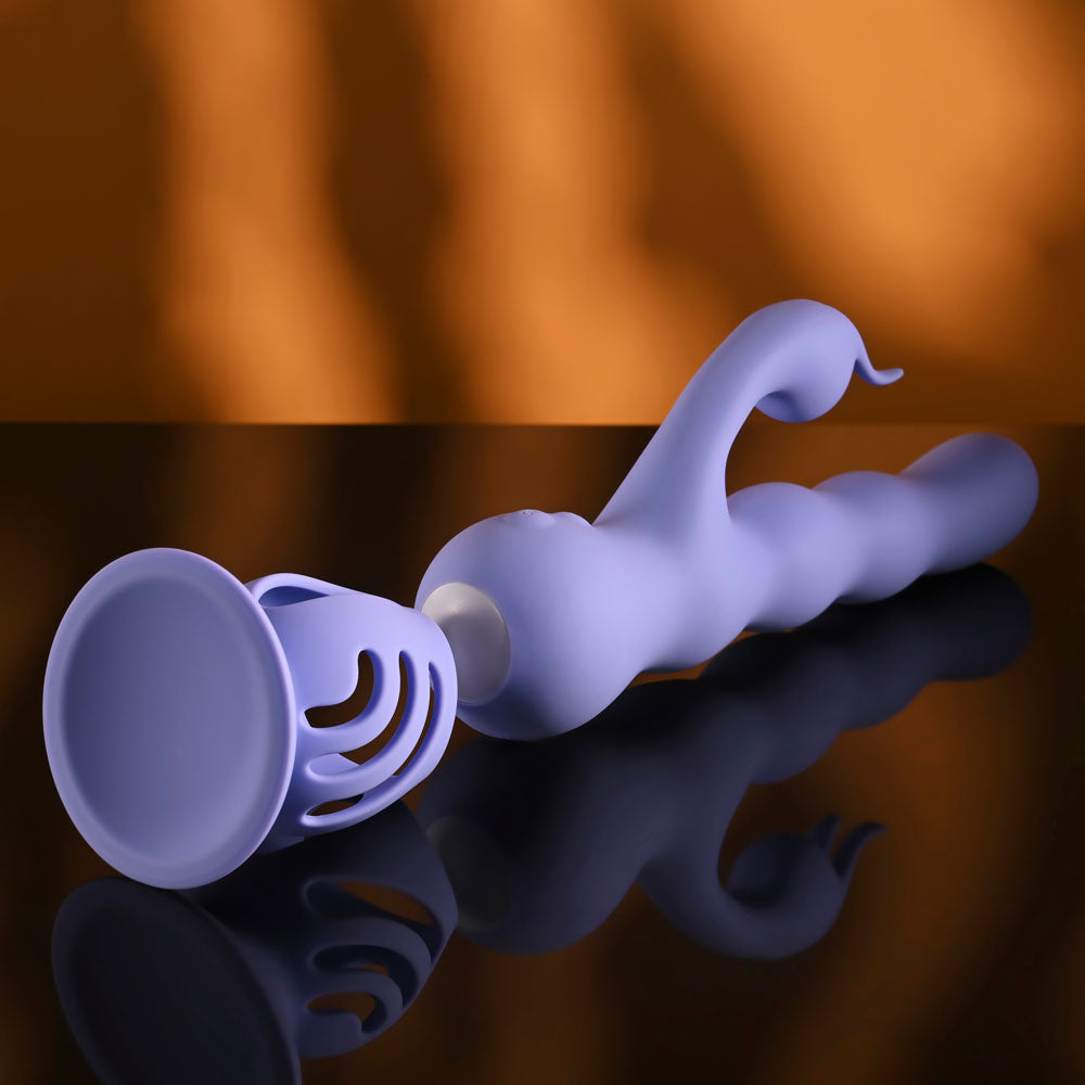 Evolved WIGGLY BUNNY - Purple USB Rechargeable Rabbit Vibrator with Suction Base