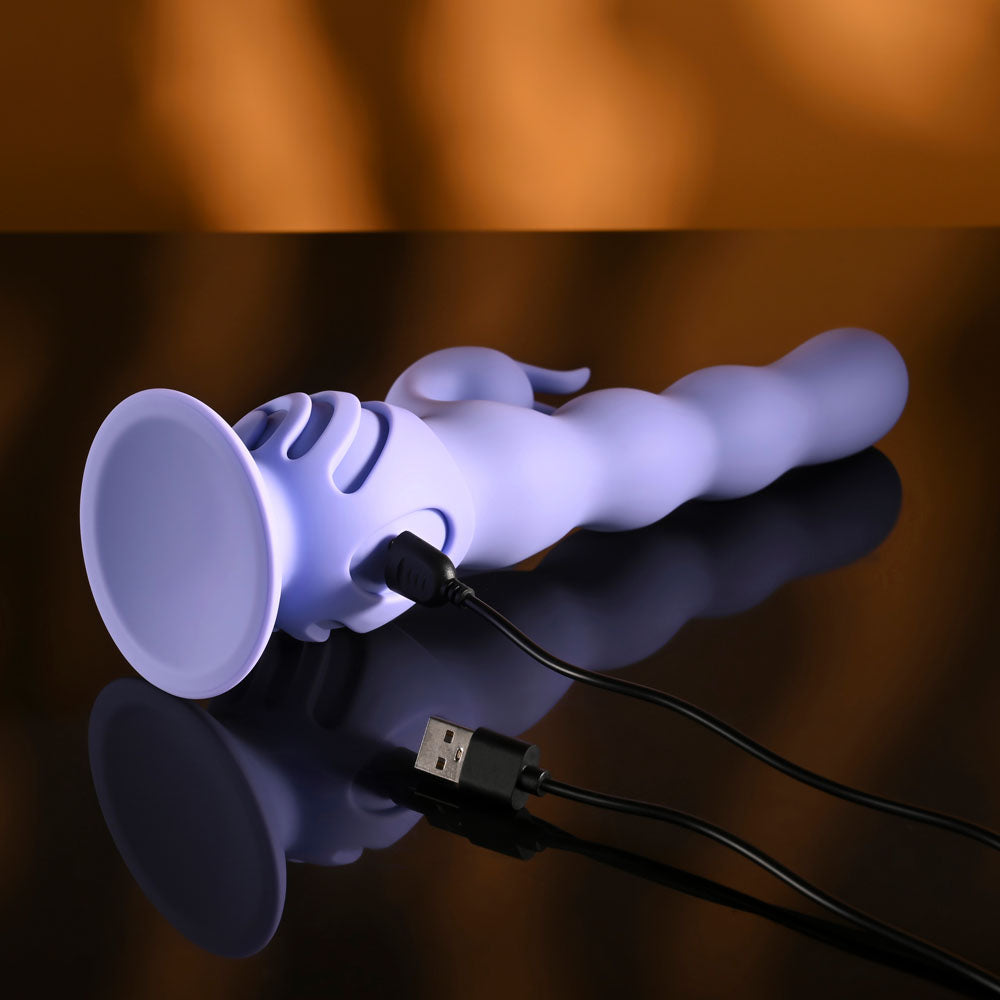 Evolved WIGGLY BUNNY - Purple USB Rechargeable Rabbit Vibrator with Suction Base