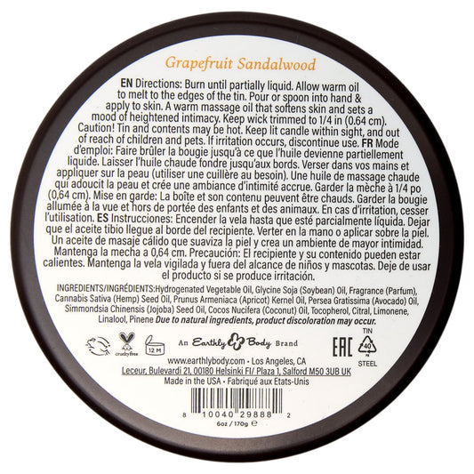 EB Aphrodisiac Massage Candle - Grapefruit Sandalwood - Grapefruit Sandalwood Scented Massage Candle - 170 g