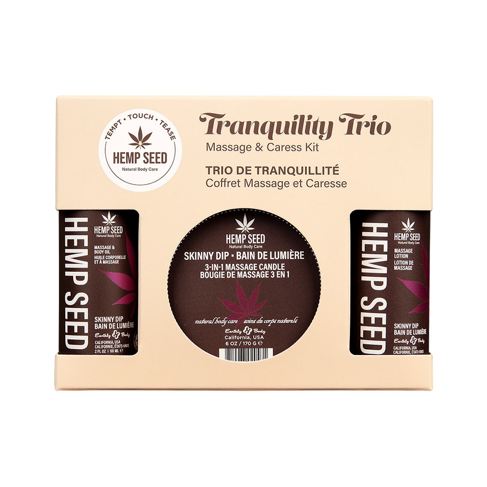 Hemp Seed Tranquility Trio - Skinny Dip - Skinny Dip Scented Massage & Caress Kit - 3 Piece Kit
