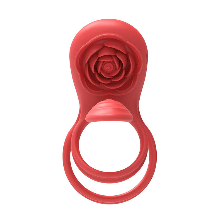 Adam & Eve VIBRATING ROSE GIRTH ENHANCER - Red USB Rechargeable Vibrating Cock & Ball Rings