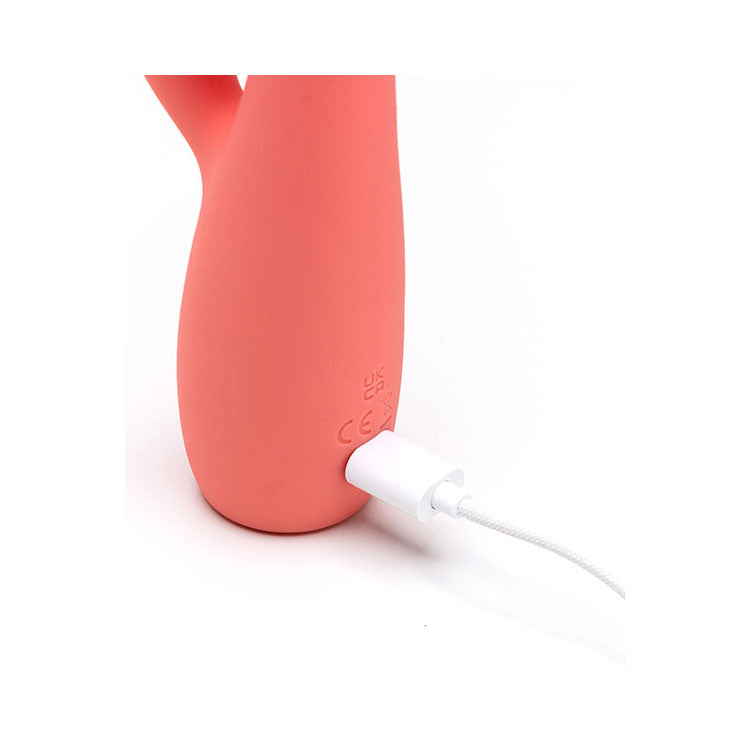 Adam & Eve GROOVY GLOW-UPS Curvie - Red 17.8 cm USB Rechargeable Rabbit Vibrator