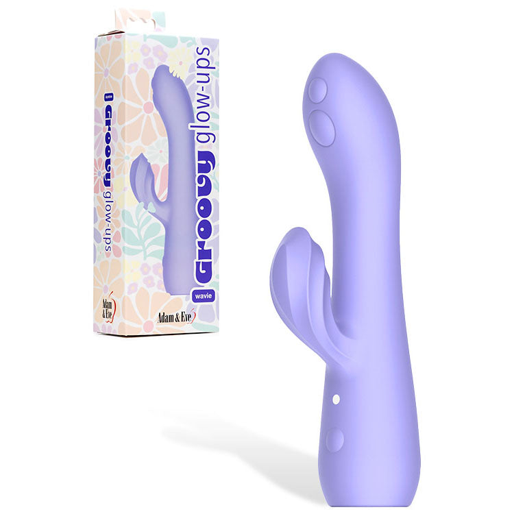 Adam & Eve GROOVY GLOW-UPS Wavie - Purple 16.5 cm USB Rechargeable Rabbit Vibrator