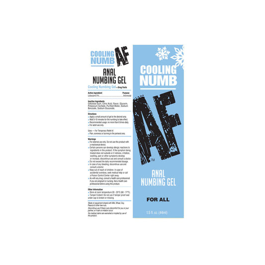 Numb AF - Cooling - Cooling Anal Numbing Cream - 44 ml Tube