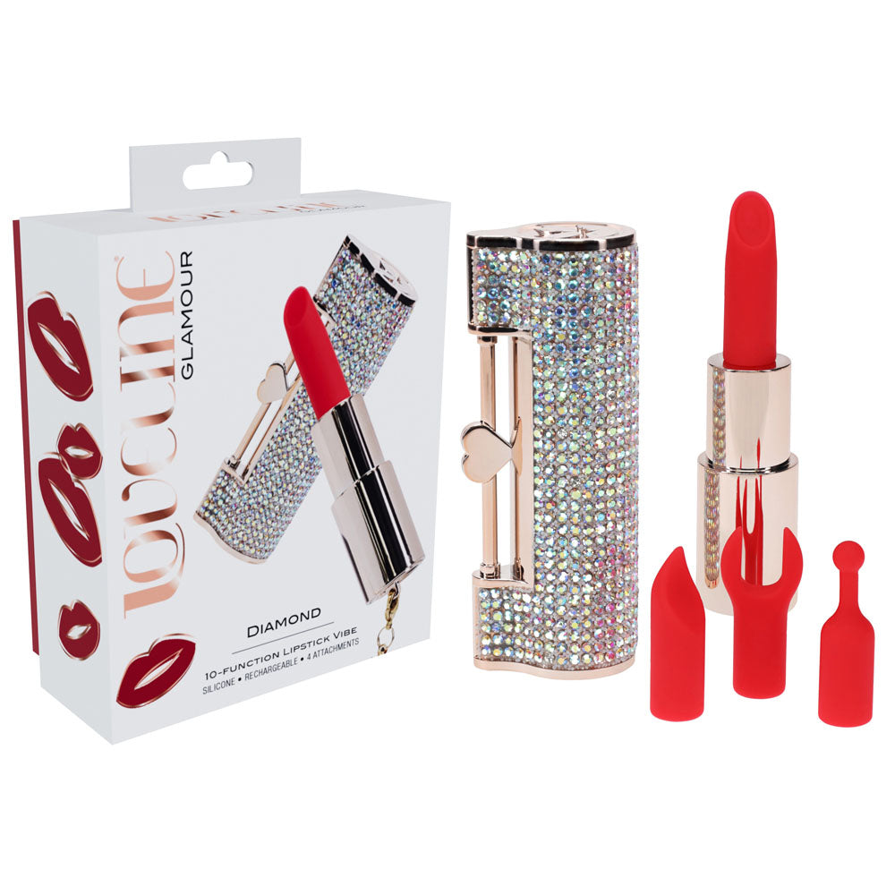 LOVELINE Diamond - Red - Red 8.3 cm USB Rechargeable Lipstick Vibrator