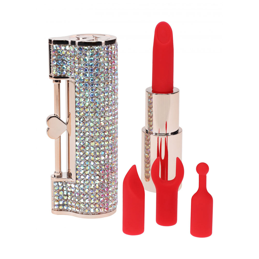 LOVELINE Diamond - Red - Red 8.3 cm USB Rechargeable Lipstick Vibrator