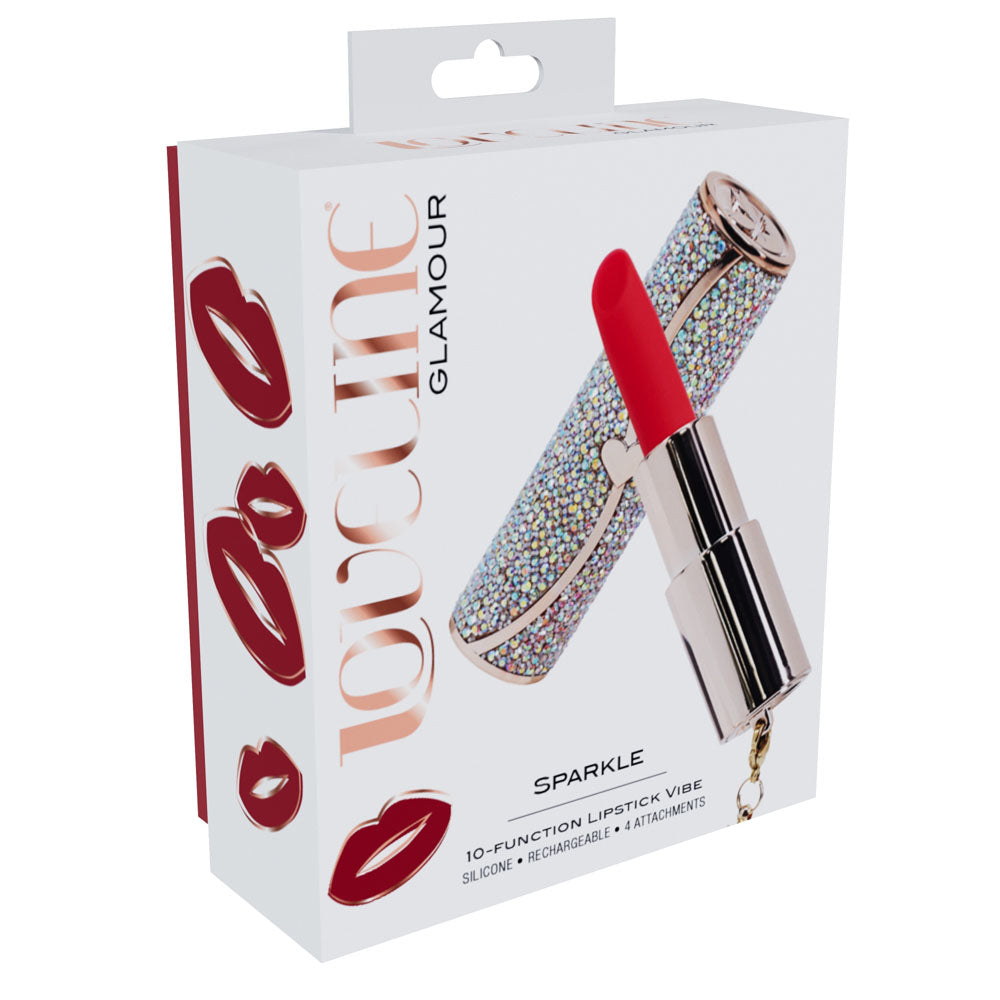 LOVELINE Sparkle - Red 8.3 cm USB Rechargeable Lipstick Vibrator
