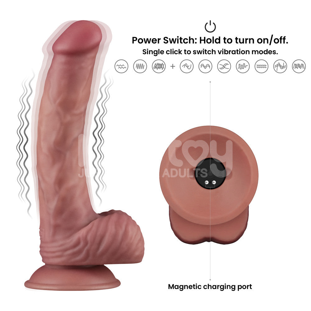 Dual Density Power Cock - 9 Inch Flesh - Flesh 23 cm USB Rechargeable Vibrating Dildo