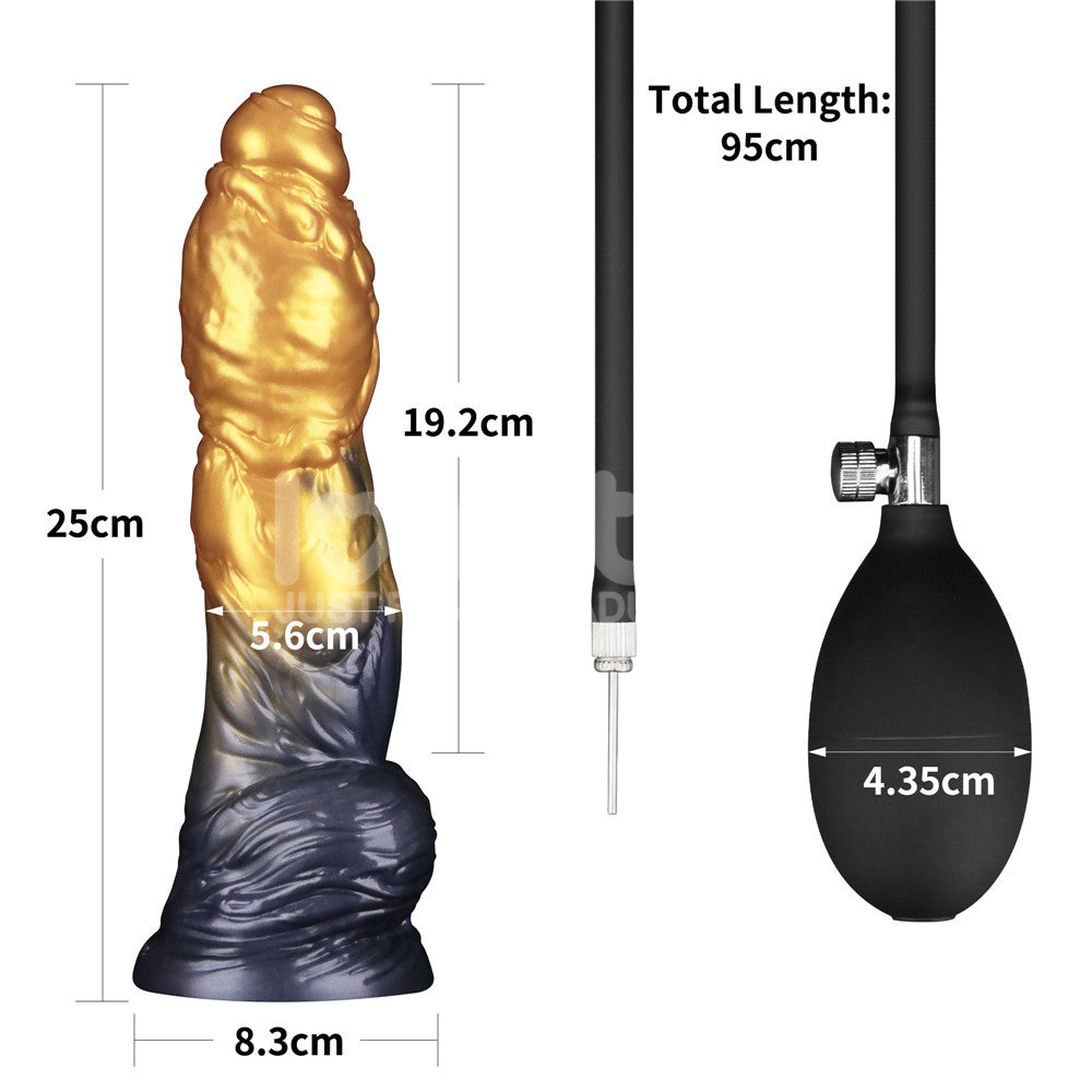 Aerosx 10 Inch Dual Density Inflatable Dildo - Gold/Blue 33 cm Inflatable Fantasy Dildo