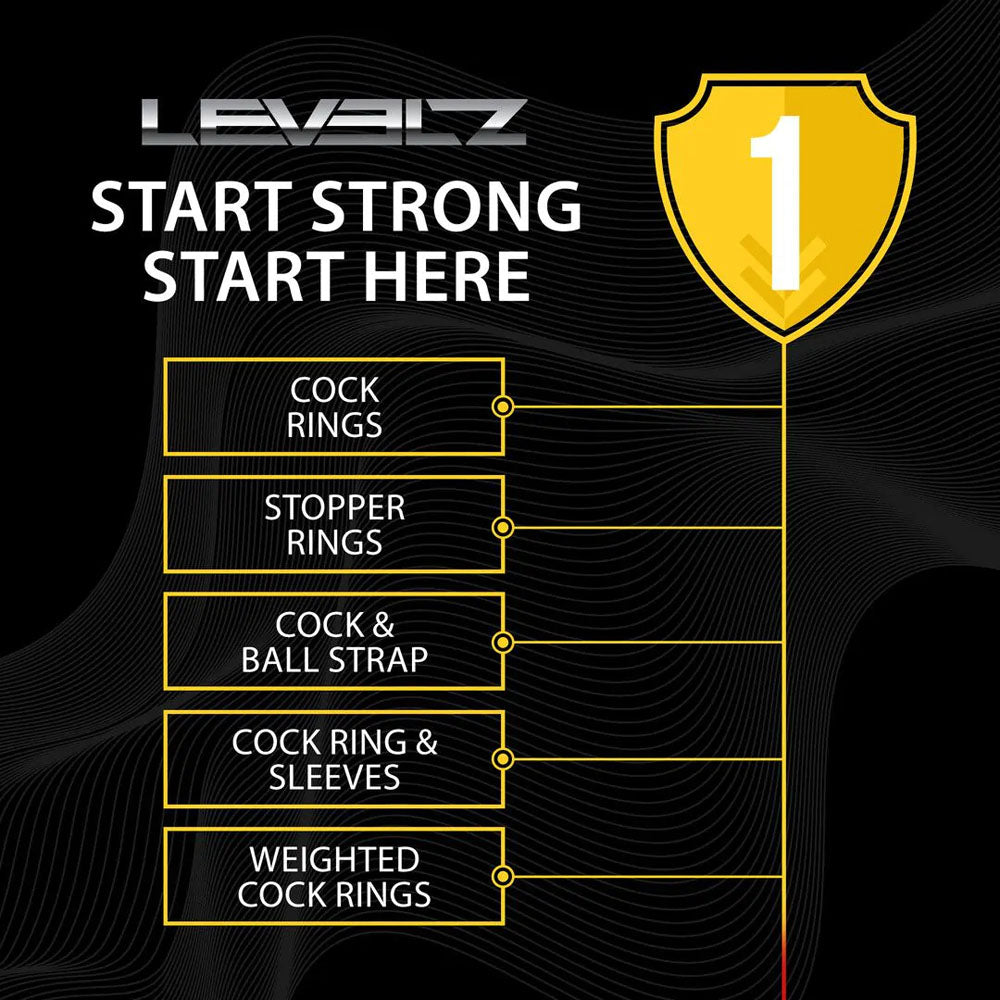 LEVELZ Classic Silicone Cock Ring Set - L/XL/XXL - Black Cock Rings - Set of 3 Sizes