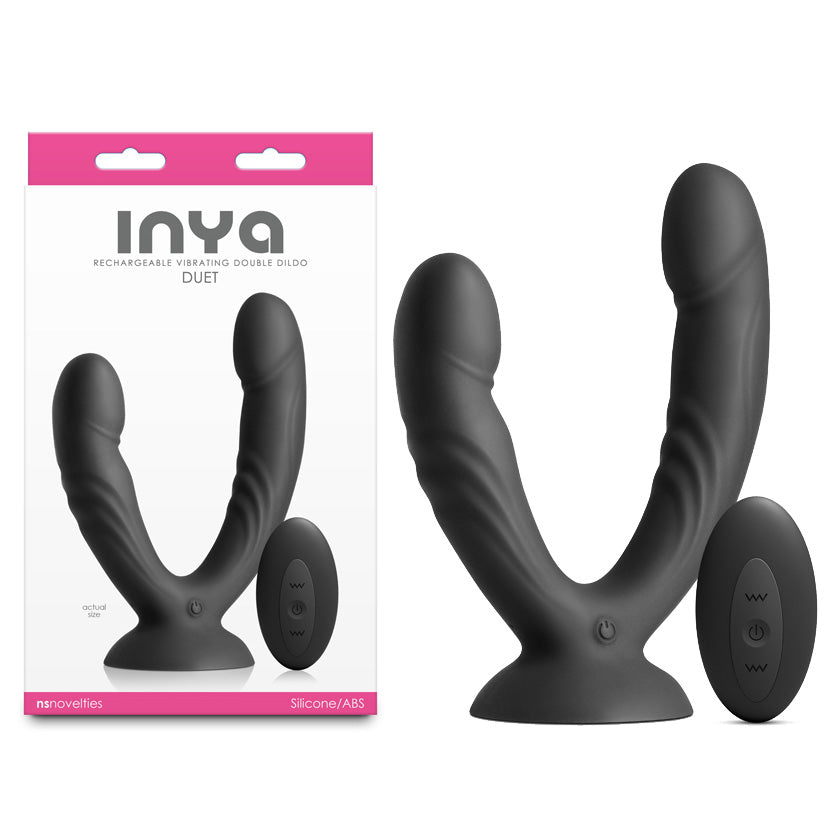 INYA Duet - Black - Black USB Rechargeable Vibrating Double Dildo with Wireless Remote