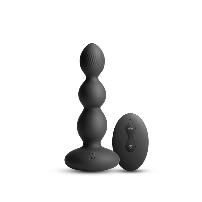 Renegade Valor - Black - Black 13.7 cm USB Rechargeable Vibrating Anal Beads with Wireless Remote