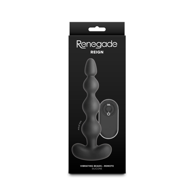 Renegade Reign - Black - Black 17.9 cm USB Rechargeable Vibrating Anal Beads with Wireless Remote