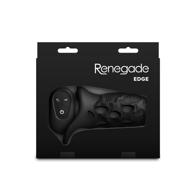Renegade Edge - Black - Black USB Rechargeable Vibrating Penis Sleeve with Wireless Remote