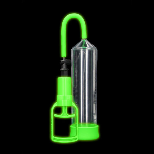 OUCH! Glow In The Dark Comfort Beginner Pump - Clear/Glow Penis Pump