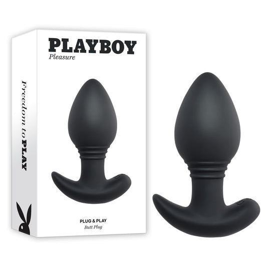Playboy Pleasure PLUG & PLAY - Black 10.3 cm USB Rechargeable Vibrating Butt Plug with Wireless Remote