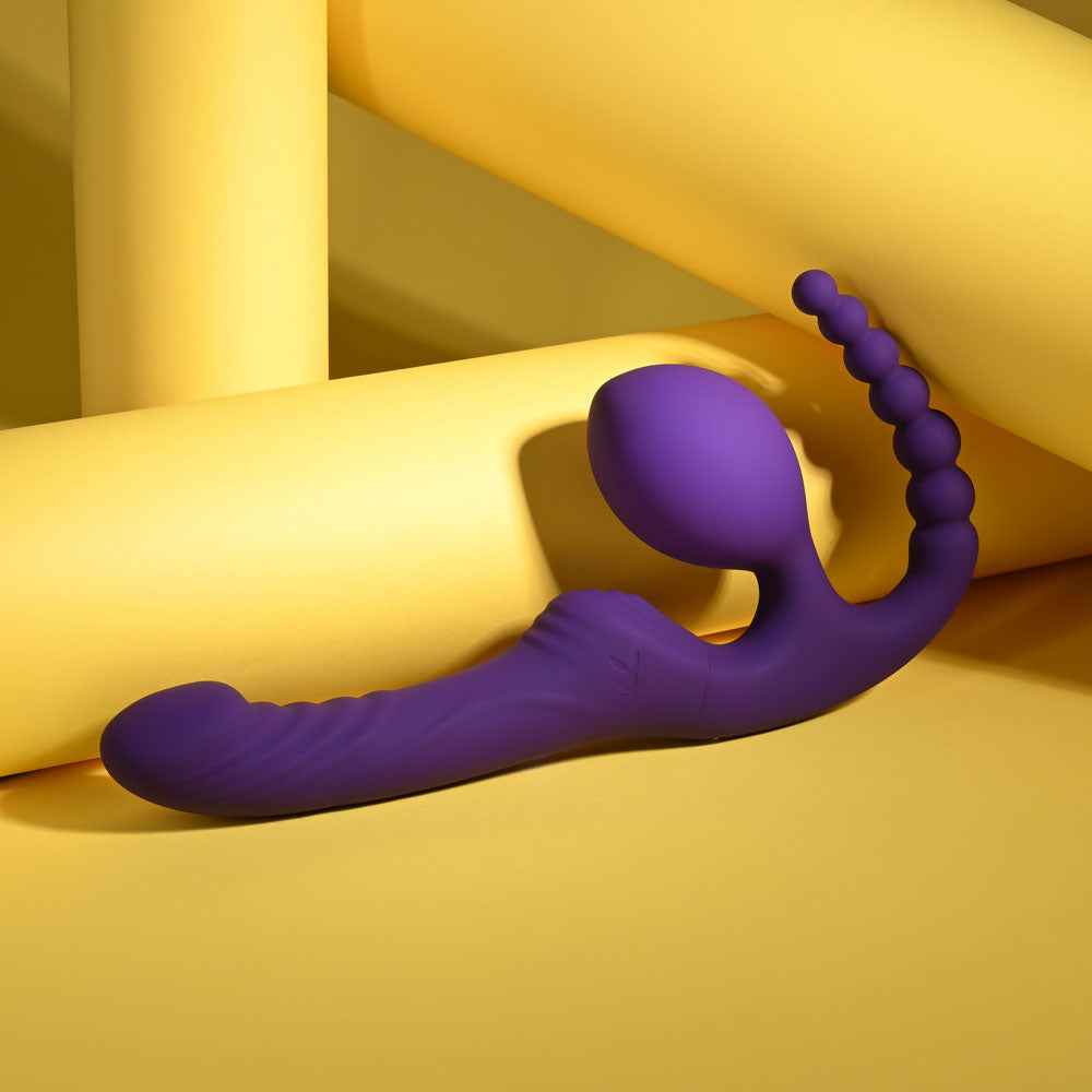 Playboy Pleasure HUG IT OUT - Purple 29 cm USB Rechargeable Strapless Strap-On