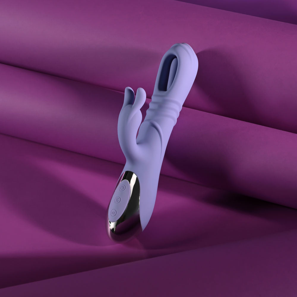 Playboy Pleasure TAP ME IN - Purple 24.2 cm USB Rechargeable Rabbit Vibrator with Tapping Shaft