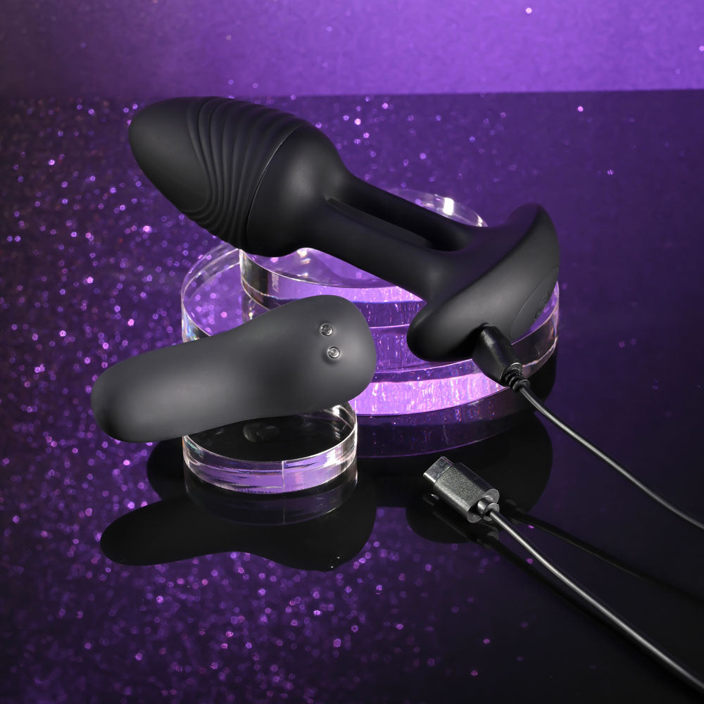 Playboy Pleasure RIM SHOT - Black 11.4 cm USB Rechargeable Vibrating Butt Plug