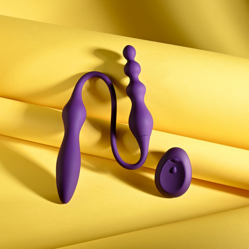 Playboy Pleasure THIS & THAT - Purple 60 cm USB Rechargeable Flexible Dual Ended Vibrator