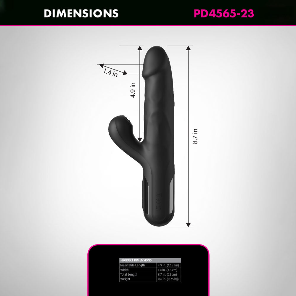 FFS Sonix Silicone Thruster - Black 22 cm USB Rechargeable Thrusting Vibrator with Flicking Clit Stim