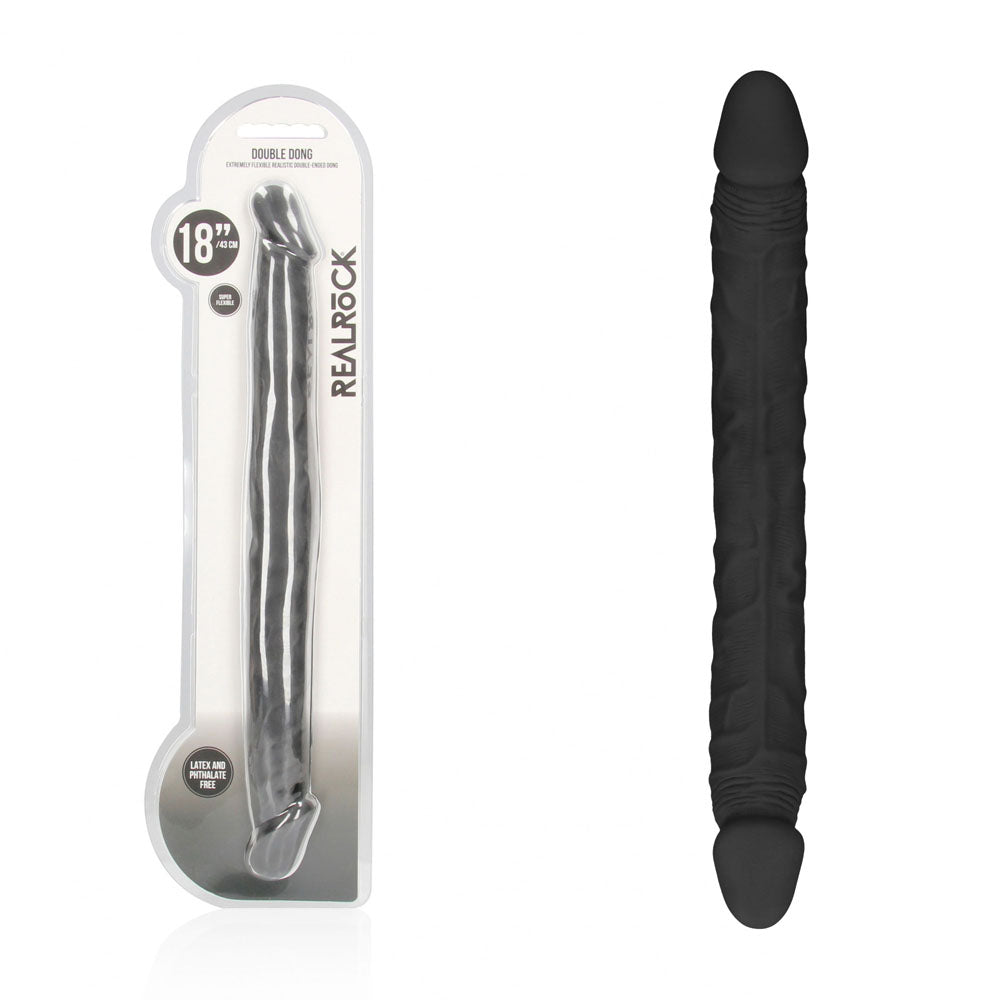 REALROCK 18'' Double Dildo - Black - Black 46 cm Double Dong