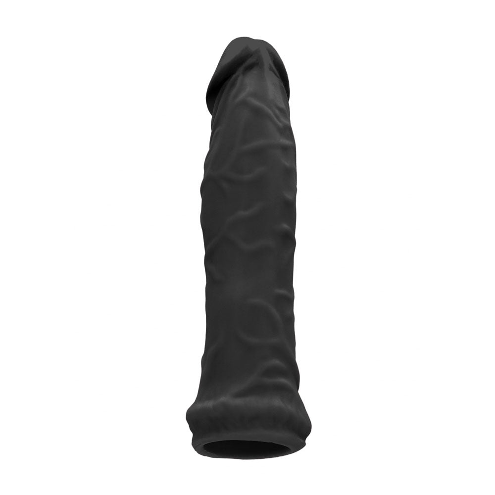 REALROCK 6'' Realistic Penis Sleeve - Black - Black 15.2 cm Penis Extension Sleeve