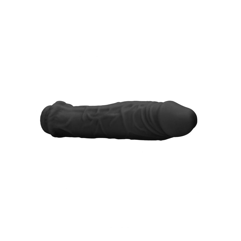 REALROCK 6'' Realistic Penis Sleeve - Black - Black 15.2 cm Penis Extension Sleeve