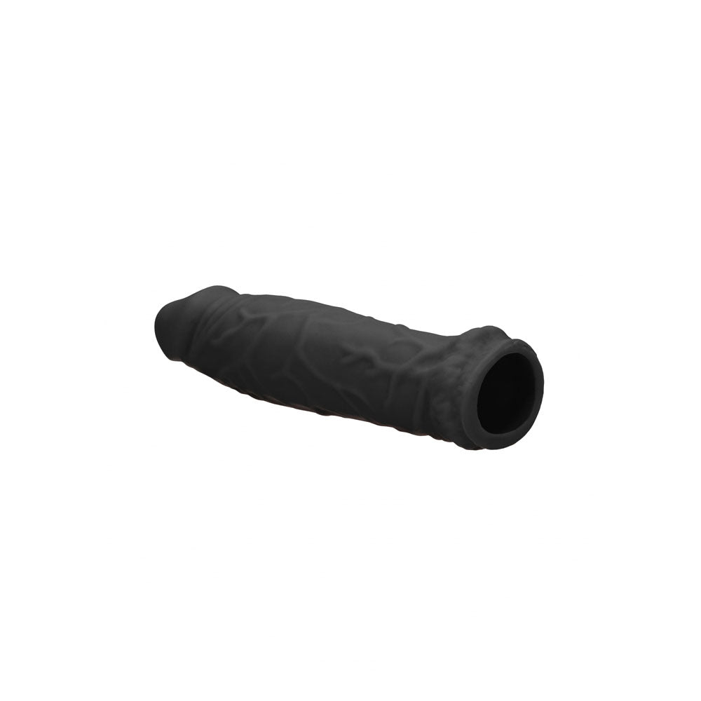 REALROCK 6'' Realistic Penis Sleeve - Black - Black 15.2 cm Penis Extension Sleeve