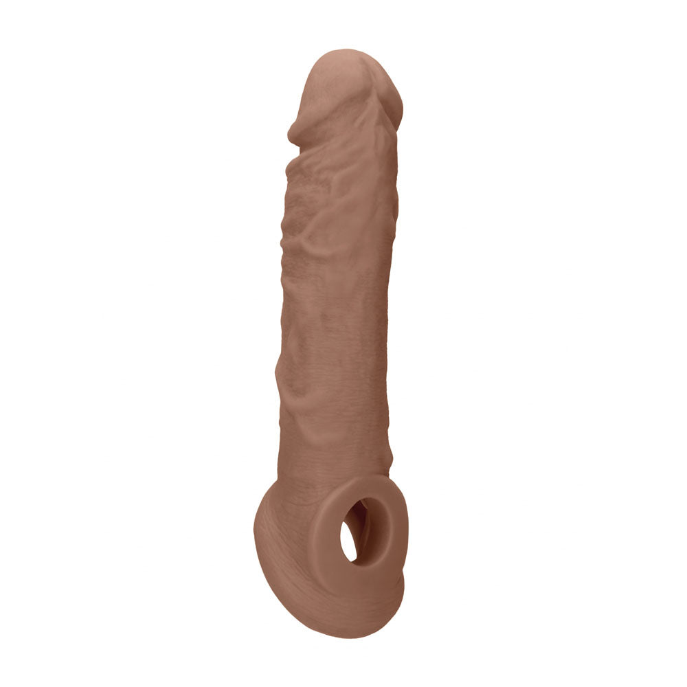 REALROCK 8'' Realistic Penis Extender with Rings - Tan - Tan 20.3 cm Penis Extension Sleeve