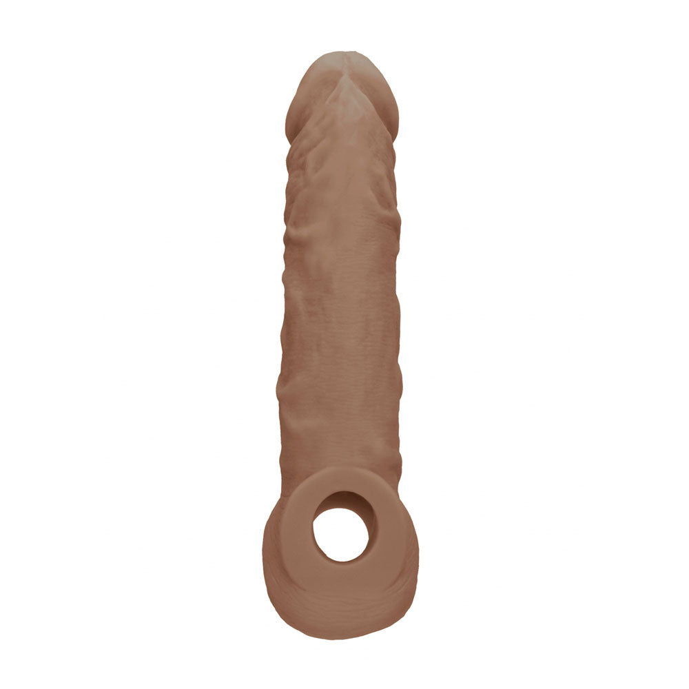 REALROCK 8'' Realistic Penis Extender with Rings - Tan - Tan 20.3 cm Penis Extension Sleeve