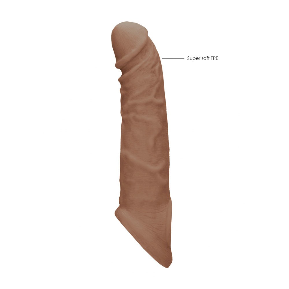 REALROCK 8'' Realistic Penis Extender with Rings - Tan - Tan 20.3 cm Penis Extension Sleeve
