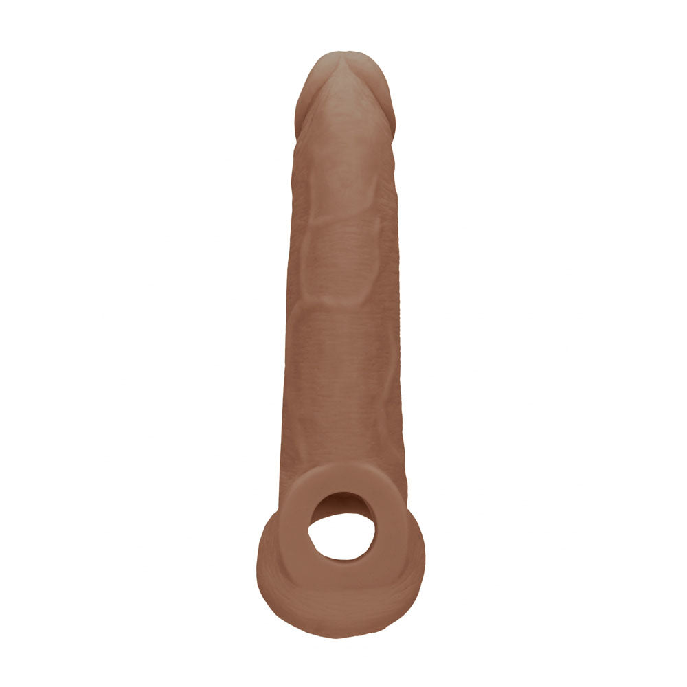 REALROCK 9'' Realistic Penis Extender with Rings - Tan - Tan 22.9 cm Penis Extension Sleeve